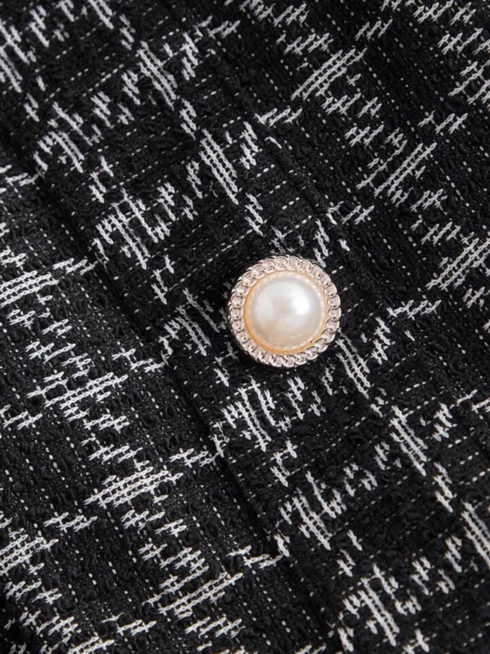 Preppy Black & White Tweed Fit-and-Flare Dress - M - Picture 4 of 4